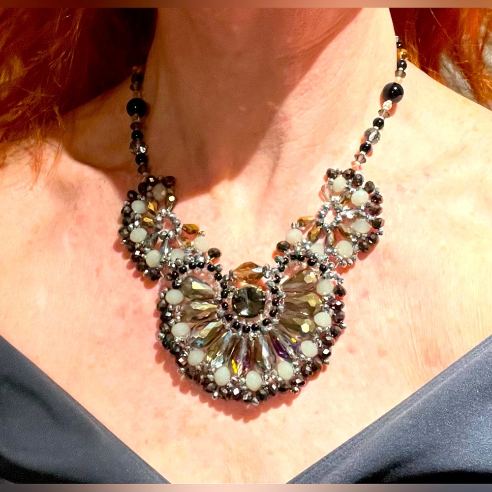 Artist/designer glamorous, sparkly statement necklace